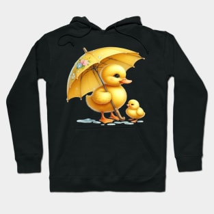 Cute Yellow Duck in the Rain Hoodie